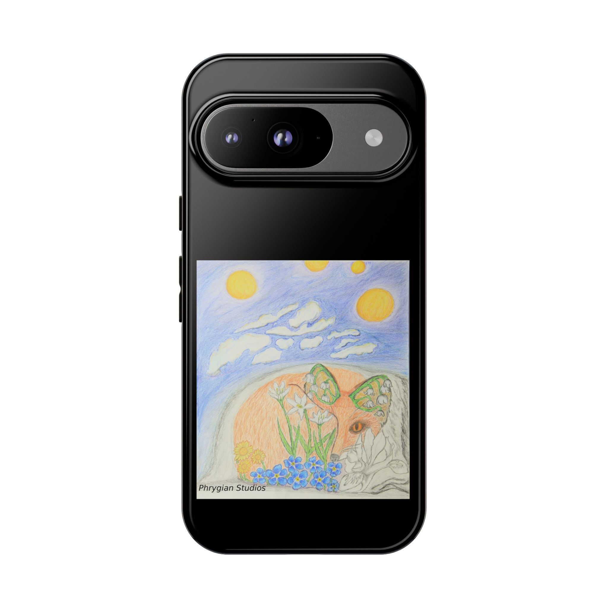 Floral Fox Art Protective Phone Case
