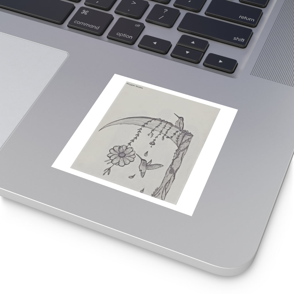 Hummingbird Square Vinyl Sticker