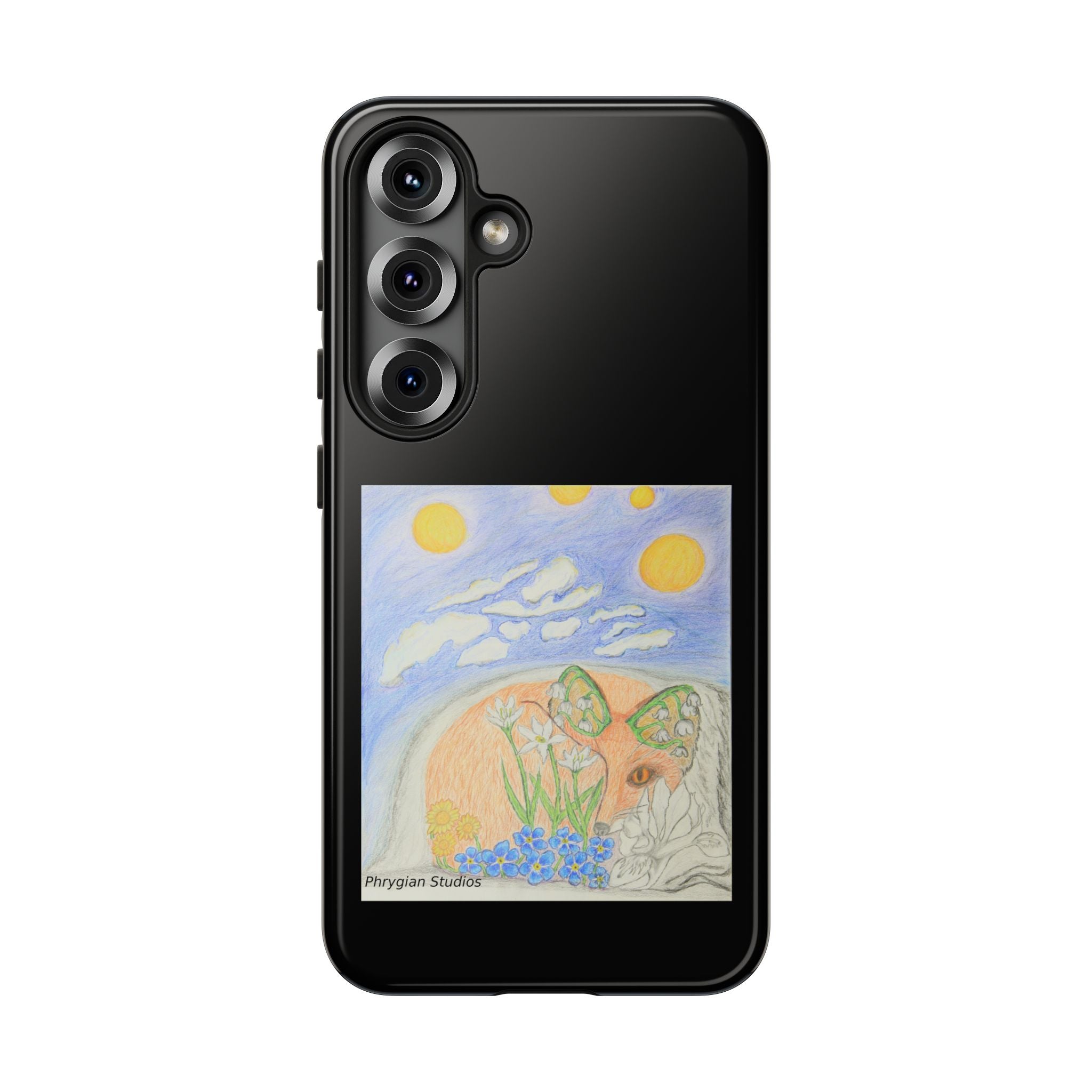 Floral Fox Art Protective Phone Case