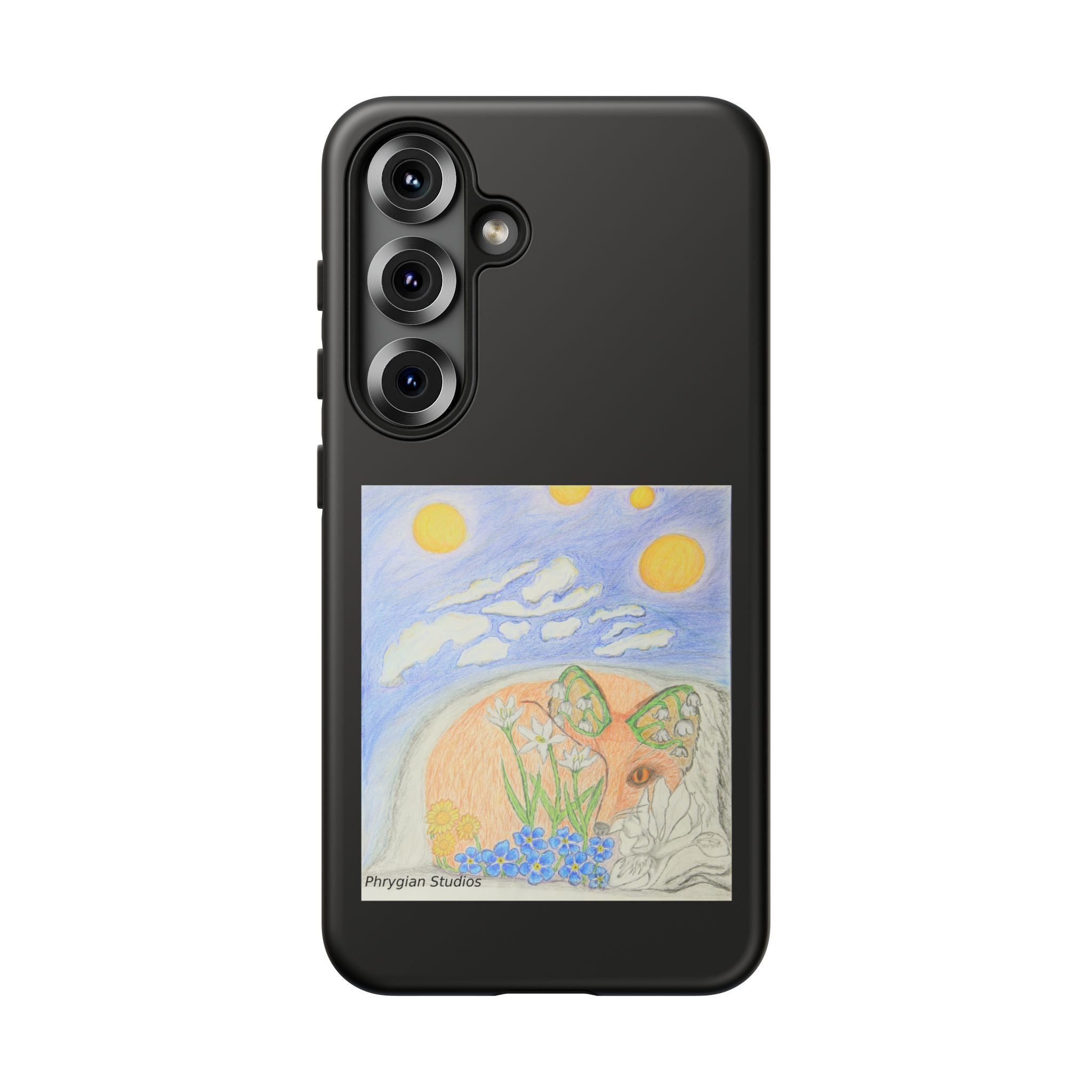 Floral Fox Art Protective Phone Case