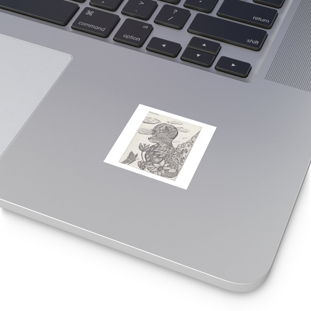 Dream Fox Sketch Square Vinyl Sticker