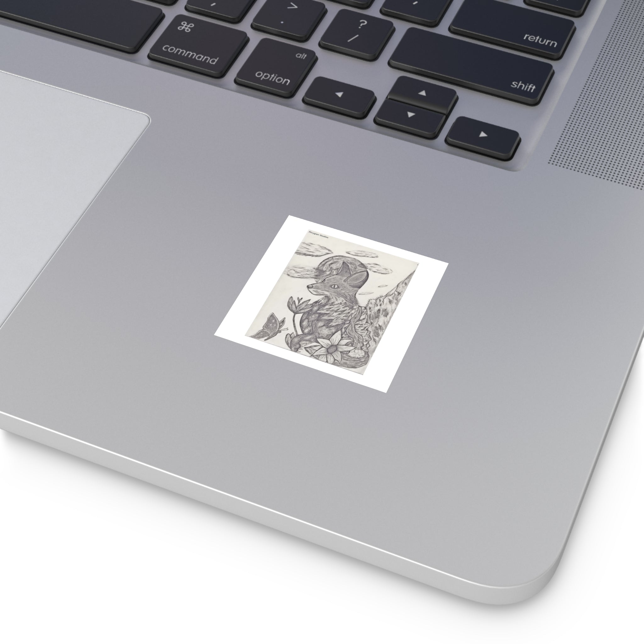 Dream Fox Sketch Square Vinyl Sticker