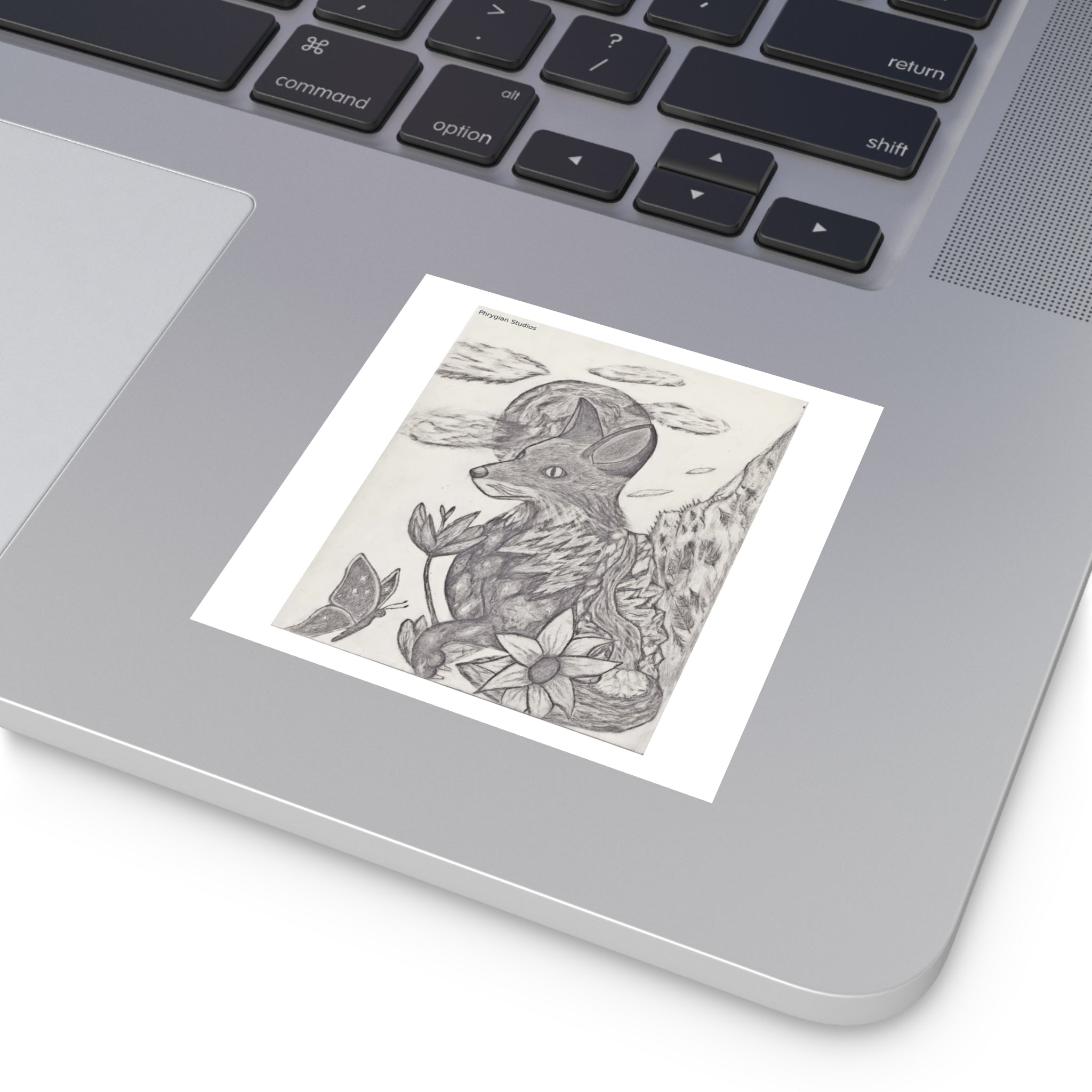 Dream Fox Sketch Square Vinyl Sticker