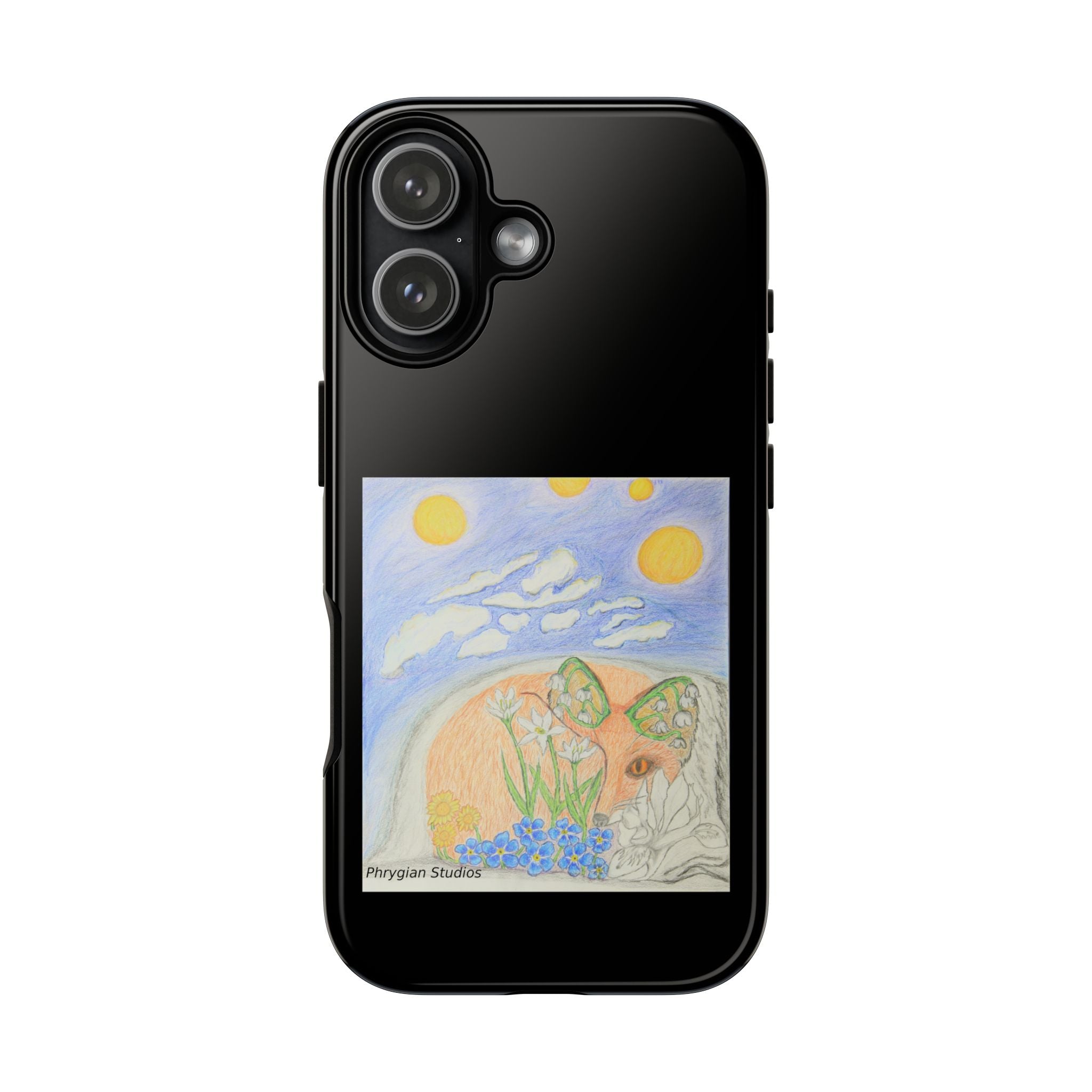 Floral Fox Art Protective Phone Case