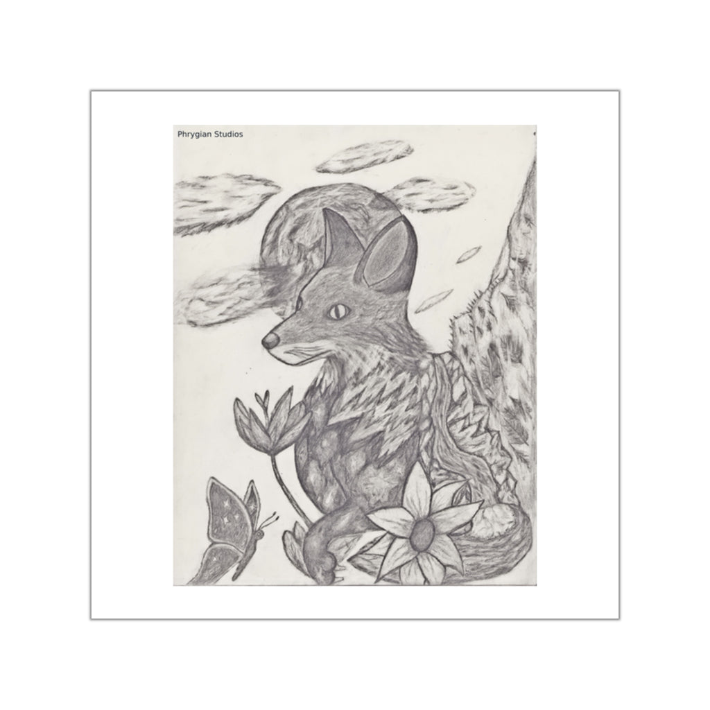 Dream Fox Sketch Square Vinyl Sticker