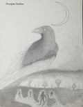 Watchful Raven with frame