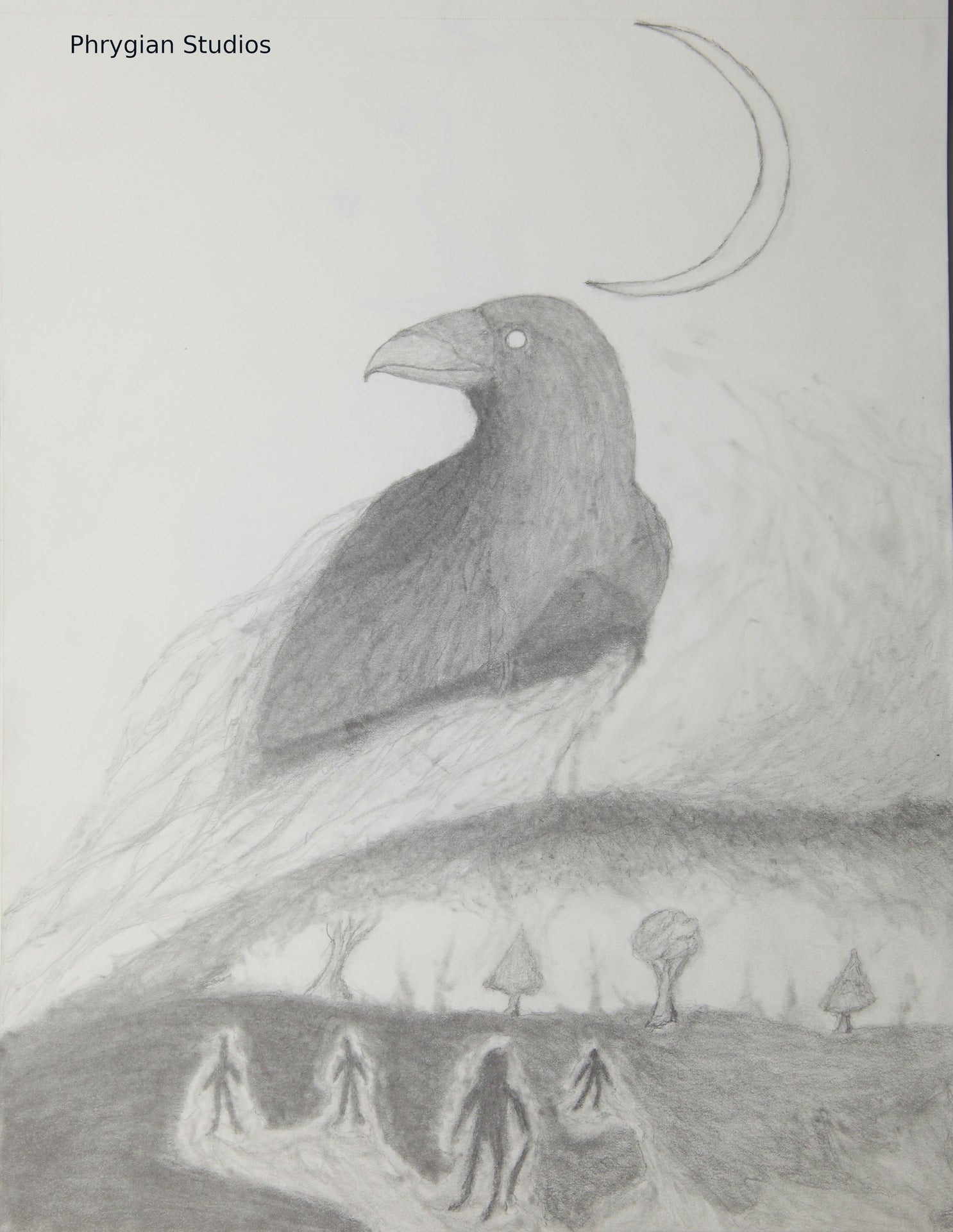 Watchful Raven with frame