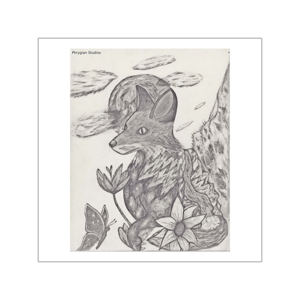 Dream Fox Sketch Square Vinyl Sticker