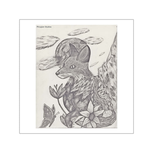 Dream Fox Sketch Square Vinyl Sticker