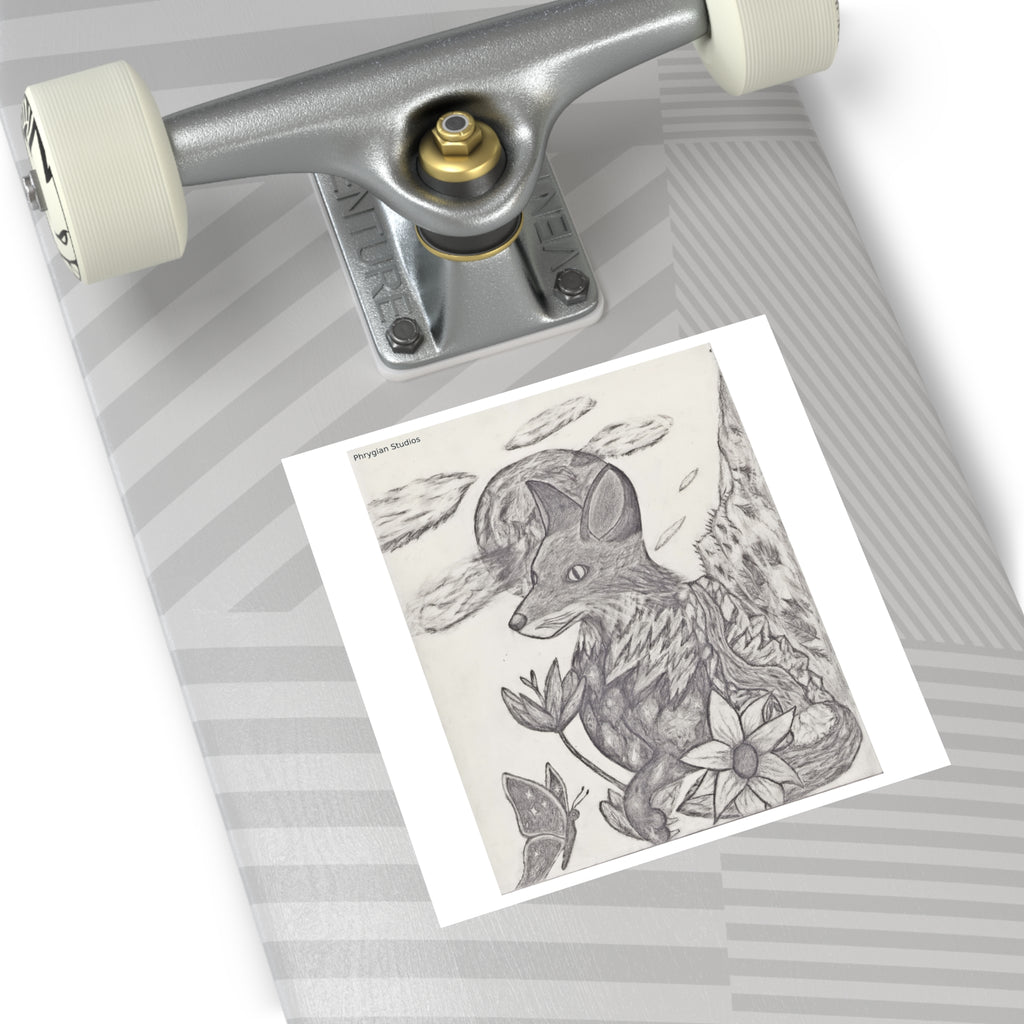 Dream Fox Sketch Square Vinyl Sticker