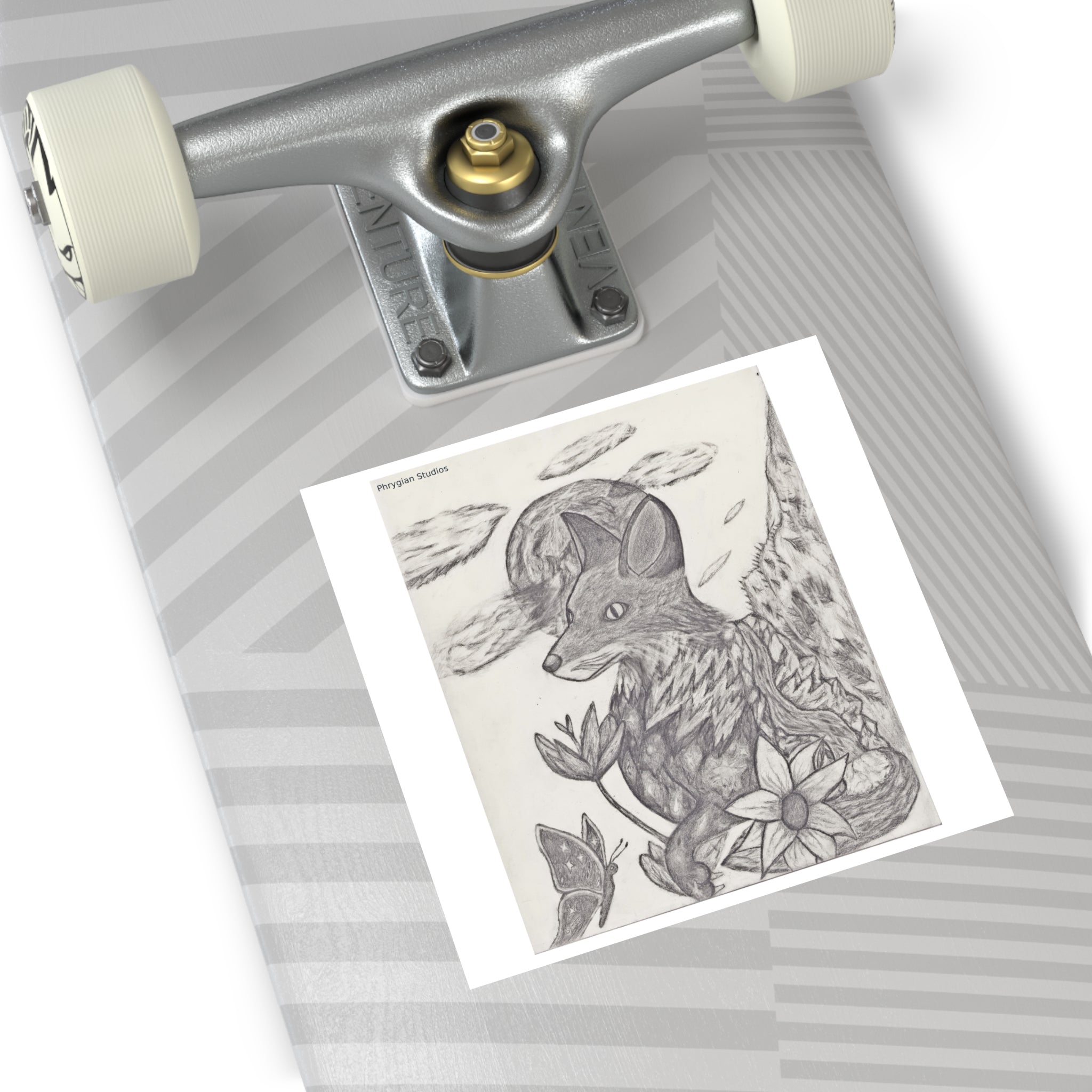 Dream Fox Sketch Square Vinyl Sticker