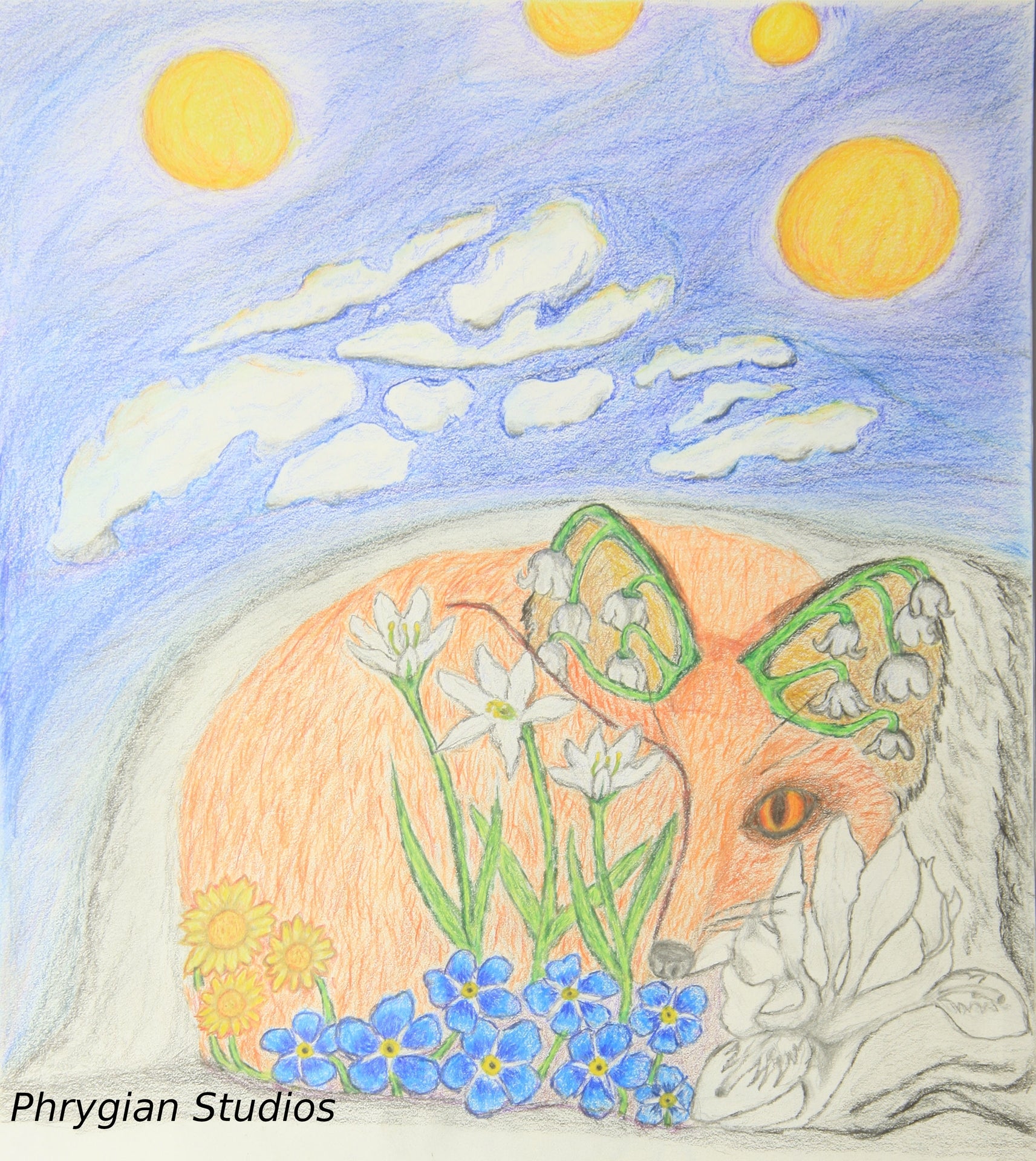 Floral Fox with frame